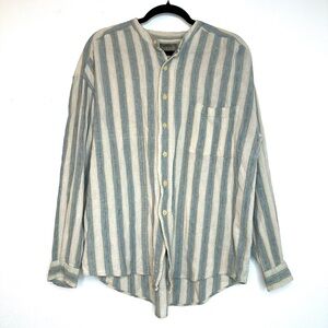 Structure Le Collezioni Men's Banded Collar Shirt XL 100% Cotton Boho Hippie